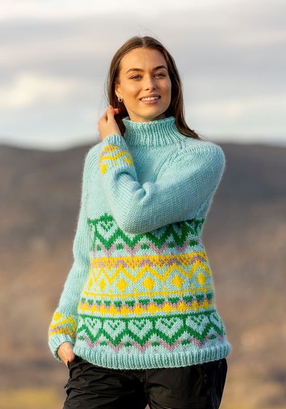 Ronja genser lys aqua