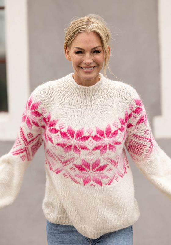 Luna genser natur/ multi rosa