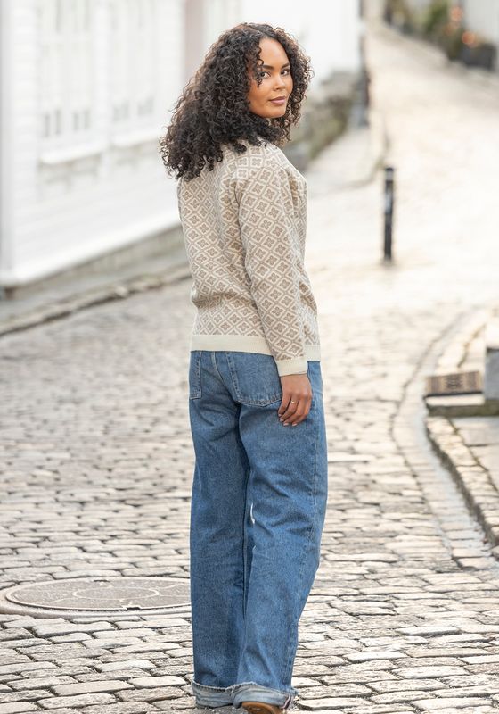 Elida kofte Beige/hvit